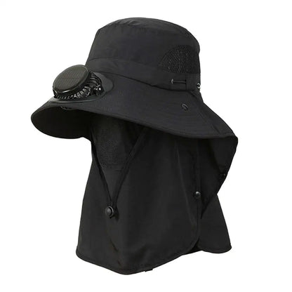 New Multi-Function Solar Fan Sun Hat - Waterproof Fishing Hat with Built-In USB Charging & Wide Brim for UV/Heat Protection