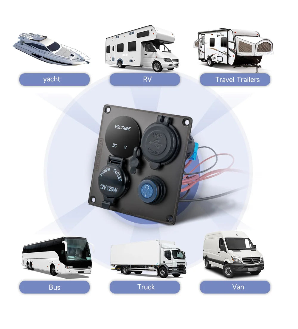 12v Usb Dual Car Cigarette Lighter Socket Charger Mobile Phone Power Waterproof Usb Port Adapter 5v Sockets Voltmeter Digital