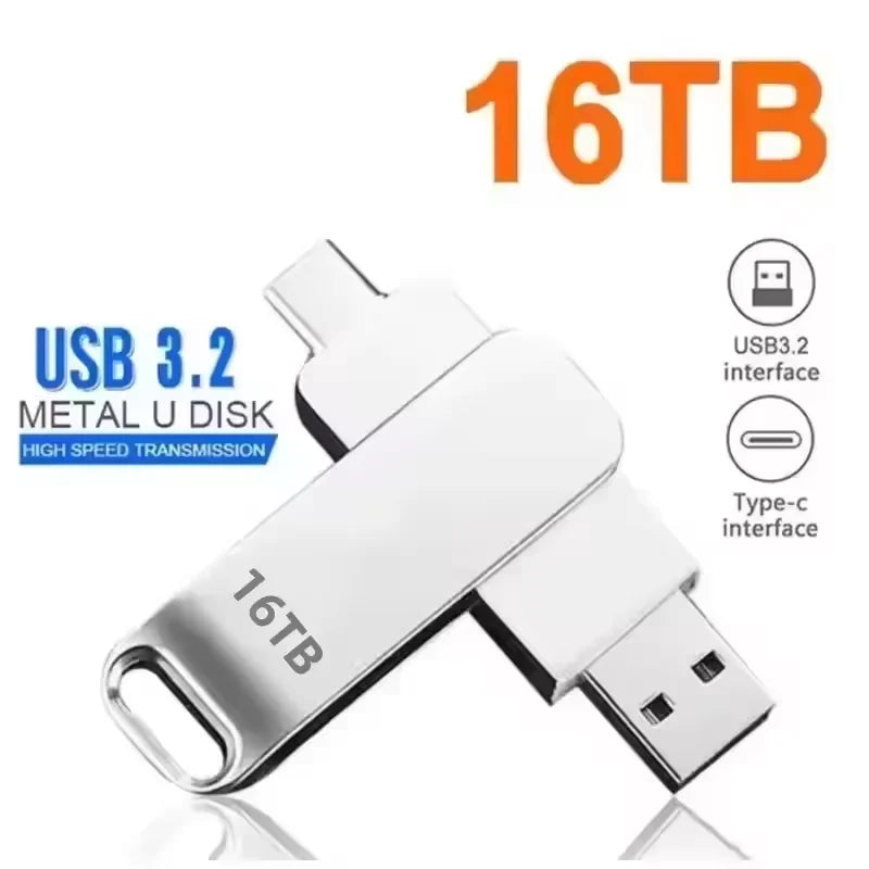 Lenovo 16TB USB 3.2 Flash Drives High Speed Transfer Metal Pendrive Memory Card Pendrive Flash Disk Memoria Waterproof Stick