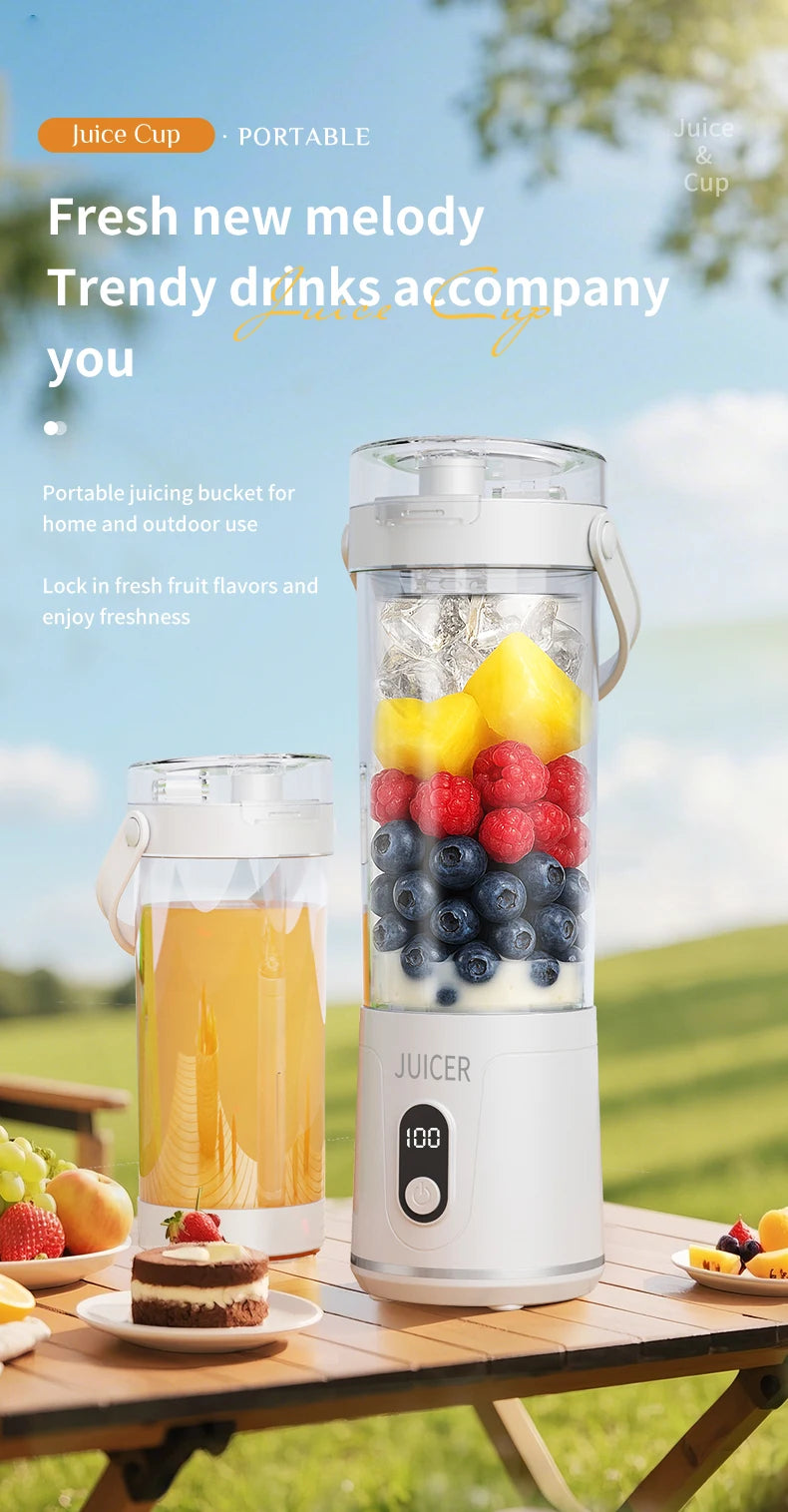 Portable 600ML Juicer Cup 12 Blades for Shakes Smoothies Rechargeable USB Traveling Fruit Juicer Double Cup Fruit Blender