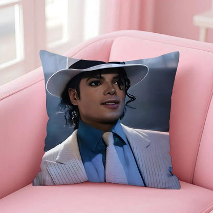 M-Michael J-Jackson Cushion Cover Linen Pillowcase Cover Soft Decor for Sofa Home Room