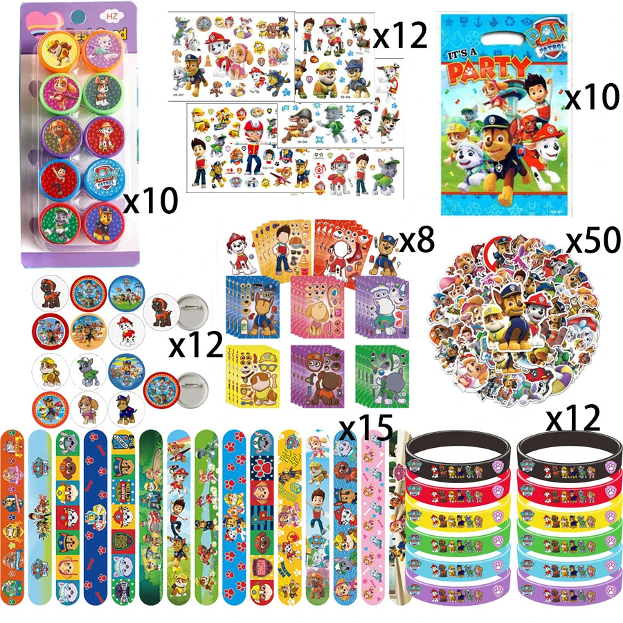 Paw Patrol Party Favors Slap Bracelet Stamps Keychains Gift Bag Stickers Birthday Party Decoration Christmas Stocking Fillers