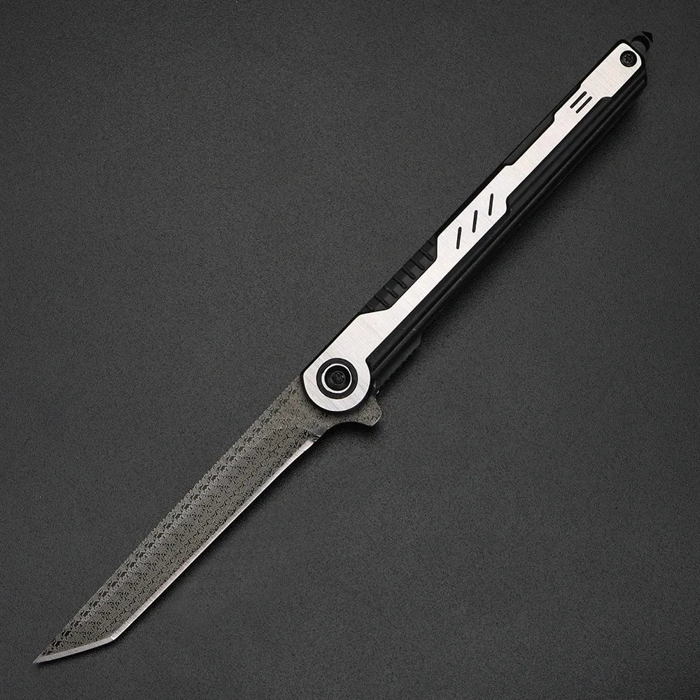 2025 NEW M390 Steel Feather Pattern Folding Knife Outdoor Camping Pocket Knife Portable Fruit Knife High Hardness Folding Knife
