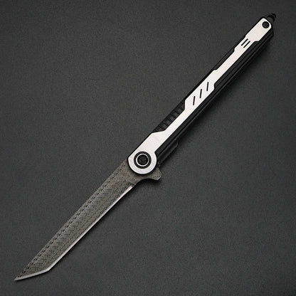 2025 NEW M390 Steel Feather Pattern Folding Knife Outdoor Camping Pocket Knife Portable Fruit Knife High Hardness Folding Knife