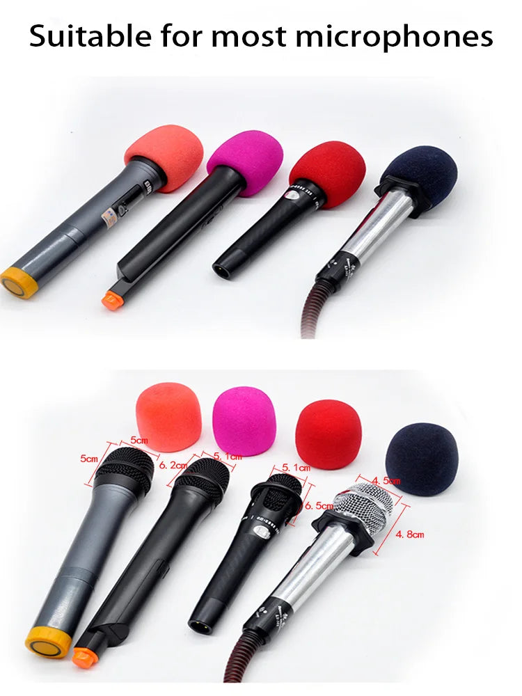 Wireless Handheld Microphone Cover Colorful Windproof Anti-Saliva and Washable Sponge Foam Cover for Most Microphone 3.5 X 7CM