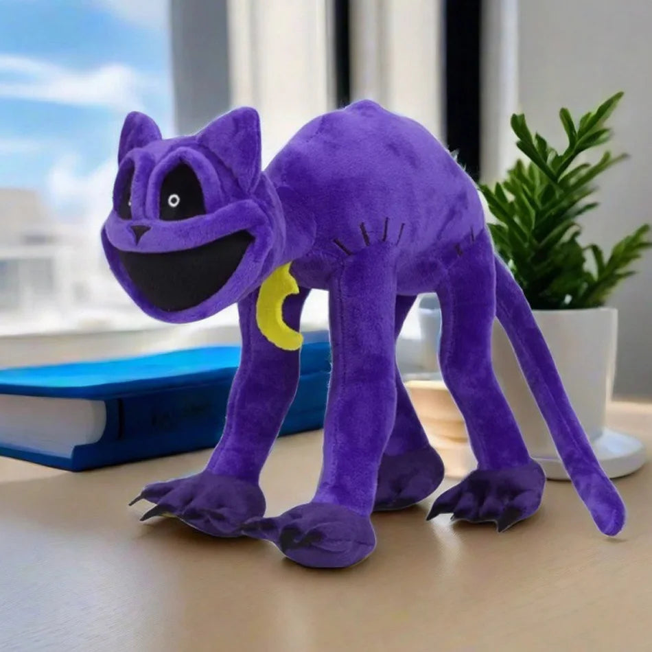 ///30CM Smiling Little Animal Plush Toys Purple Cat Soft Stuffed Plushie Miss Delight Doll Decoration Birthday Present Gifts