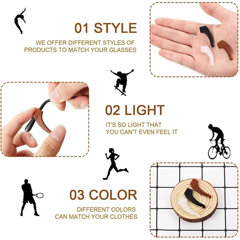 10 pairs Top Quality Silicone Anti-slip Holder For Glasses Accessories Kids/Adults Ear Hook Sports Eyeglass Temple Tip stoppers