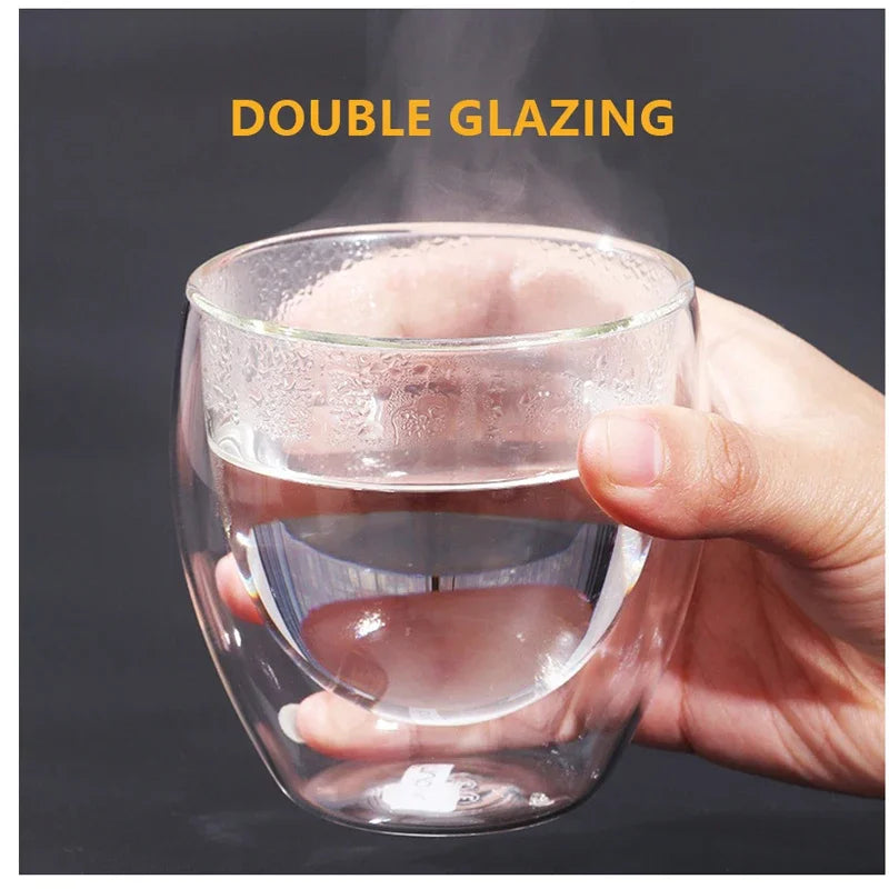 Double Wall Glass Cup Heat Insulation Transparent Handmade Tea Drink Cups MINI Whisky glasses Espresso Coffee Mug set 250-450ml