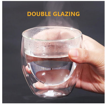 Double Wall Glass Cup Heat Insulation Transparent Handmade Tea Drink Cups MINI Whisky glasses Espresso Coffee Mug set 250-450ml