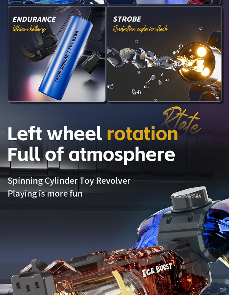 LED Lights Simulated Firing Electric Water Gun Children Large Capacity Automatic Water Blaster Toys for Kids Summer Outdoor Game