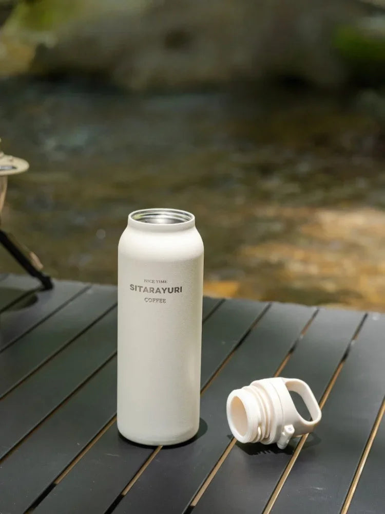 JUSTINLAU 600ML Insulated Bottle with Pop-up Lid Stainless Steel Keep Hot＆Cold Thermal Mug Outdoor Sports/Travel Water Cups