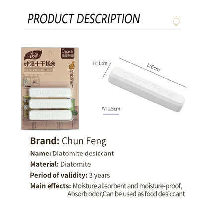 3Pcs/Set Unique Drying Strip Diatomaceous Earth Food Drying Strip Wide Application Safe No Odor Kitchen Moisture Repellent
