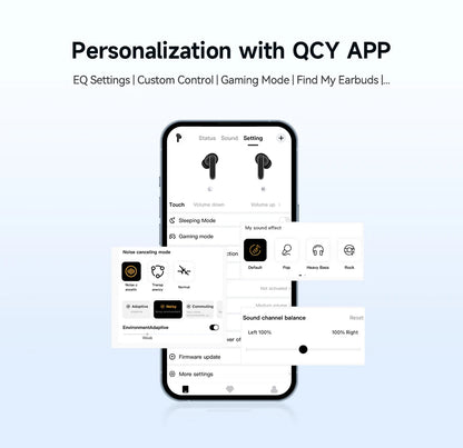 QCY Melobuds N50 ANC Bluetooth 5.4 Słuchawki Bezprzewodowe z Aktywną Redukcją Szumów 6 Mikrofonów Czyste Połączenia Wielopunktowe