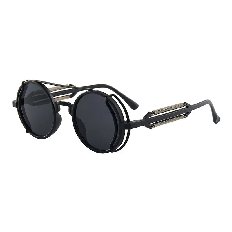 Klasyczne gotyckie okulary przeciwsłoneczne Steampunk Luksusowa marka Projektant Wysokiej jakości męskie i damskie retro okrągłe okulary przeciwsłoneczne z oprawką z PC