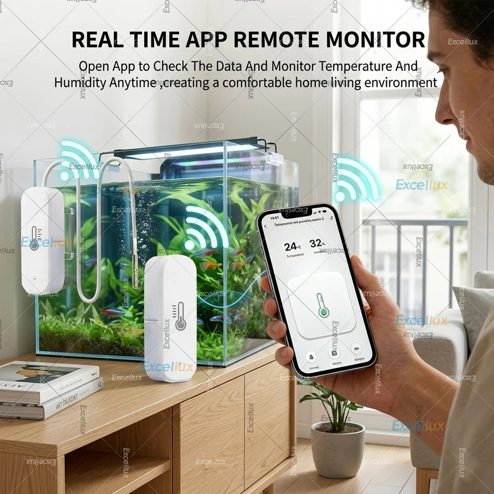 Zigbee 3.0 Temperature Humidity Sensor With External Temp Probe Smart Thermo Hygrometer For Plants Aquarium Freezer Need Gateway