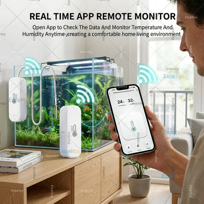 Zigbee 3.0 Temperature Humidity Sensor With External Temp Probe Smart Thermo Hygrometer For Plants Aquarium Freezer Need Gateway