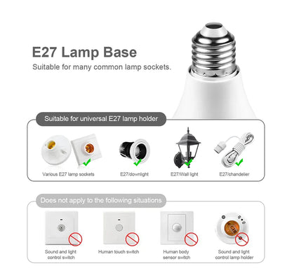 2PCS /Pack LED Bulb Light E27 Radar Motion Sensor 220V White Lamp Working in Night Auto On for Home Living Room Stairs Pathway