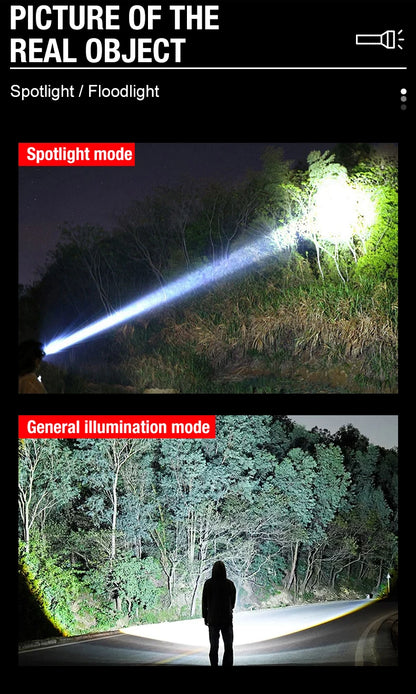 T6 Strong Light Flashlight LED Aluminum Alloy Telescopic Zoom Battery Version Charging Outdoor Searchlight Remote Flashlight