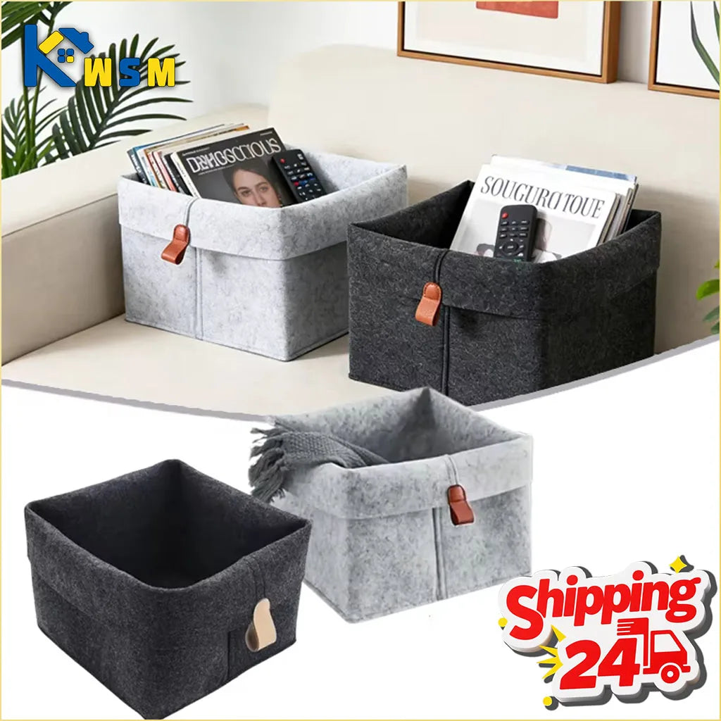 1-5PCS Desktop Organizer Basket Felt Storage Bin for Snacks and Sundries Home Office Desk Tidy Declutter Storage Box