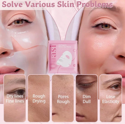Korean Quasi Collagen Glow Up Mask 4pcs Set Moisturizing Firming Bio Collagen Overnight Masks Professional Night Repairing Mask