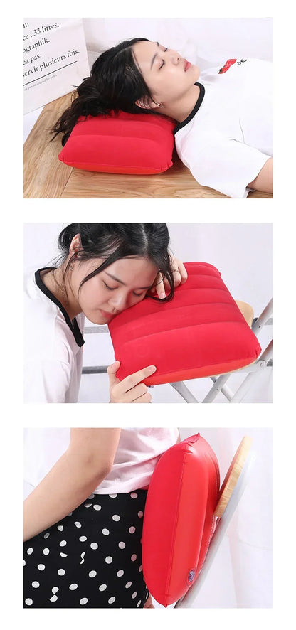 47x30cm Portable Inflatable Cushion Beach Office Household Outdoor Soft Pillows Double-sided Back Relaxing Tool Plane Head Rest