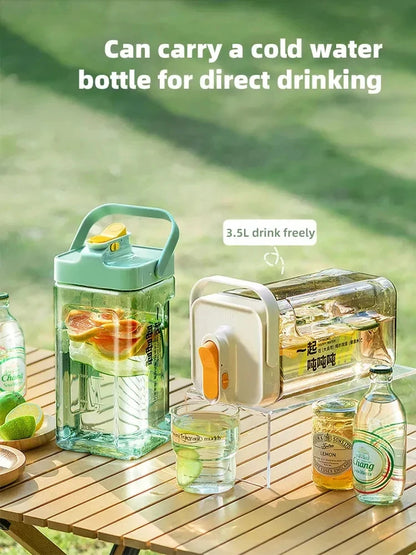 2.3/3.5l Refrigerator Cold Water Bottle With Faucet Large Iced Beverage Dispenser Beverage Juice Dispenser Kitchen Drinkware