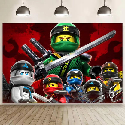 Ninja Birthday Party Decoration Tableware Set Tablecloth Plate Balloon  Cups Napkins Backdrop Banner Cake Toppers Party Supplies