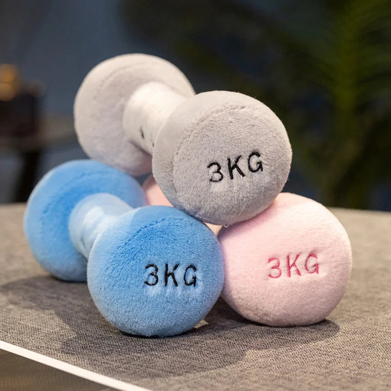 Cartoon Anime Creative Fitness Equipment Dumbbell Dolls Kawaii Kettle Bells Stuffed Plush Toys Children's Handmade Dolls Gifts