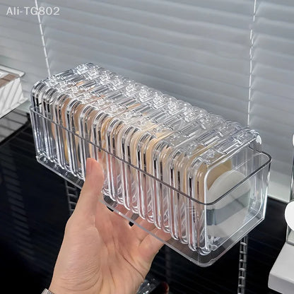 Transparent Makeup Puff Storage Holder Egg Shape Air Cushion Puff Organizer Desktop Makeup Display Box for Beauty Tools