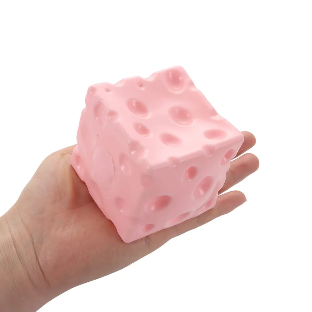 Shapeable Jumbo Cheese Cube Stress Ball Non-Bounce Anti-Stress Cheese Squeeze Fidget Toy Squishy Texture ASMR Sensory Stress Toy