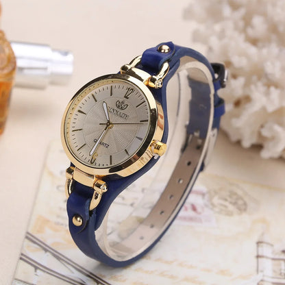 Fashion Women's Round Quartz Watch Leather Strap Casual Ladies Wristwatches Clock Gift Reloj Mujer