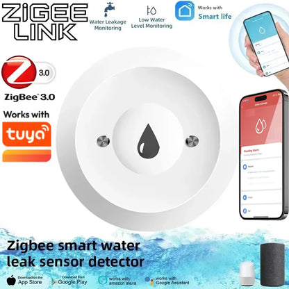 Support Tuya ZigBee Smart Water Leak Sensor Leakage Detector Flood Alarm Smart Auto Module App Monitor SmartLife Alexa Google