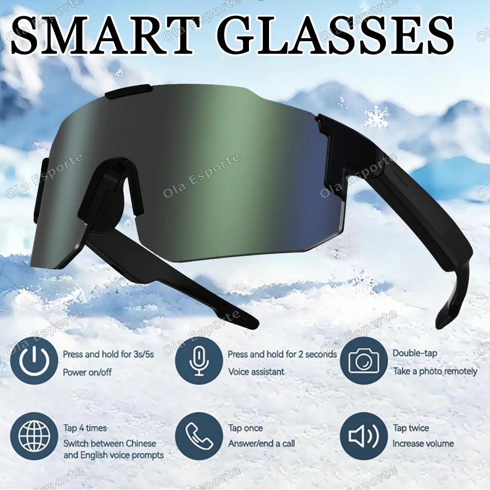 Smart Cycling Glasses Men Bluetooth UV400 Polarized Sunglasses Man AI Voice Intelligent Headphones Call Music Play Camera Remote