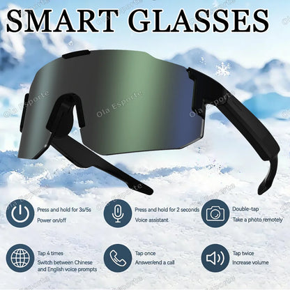 Smart Cycling Glasses Men Bluetooth UV400 Polarized Sunglasses Man AI Voice Intelligent Headphones Call Music Play Camera Remote