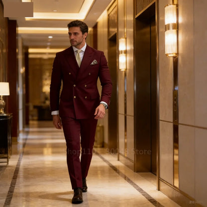 Smart Casual Wedding Men's Suits Slim Fit Tuxedo Blazer Set 2 Piece Formal Business Suit for Groom with Blazer And Pants