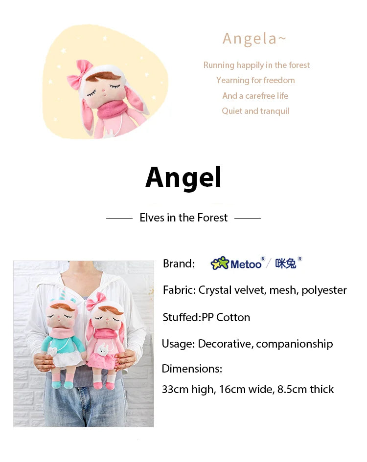 Original Metoo 33cm Angela Plush Doll Kawaii Rabbit And Cute Unicorn Fox toy Boy Girl Birthday Gift For Kids Toys