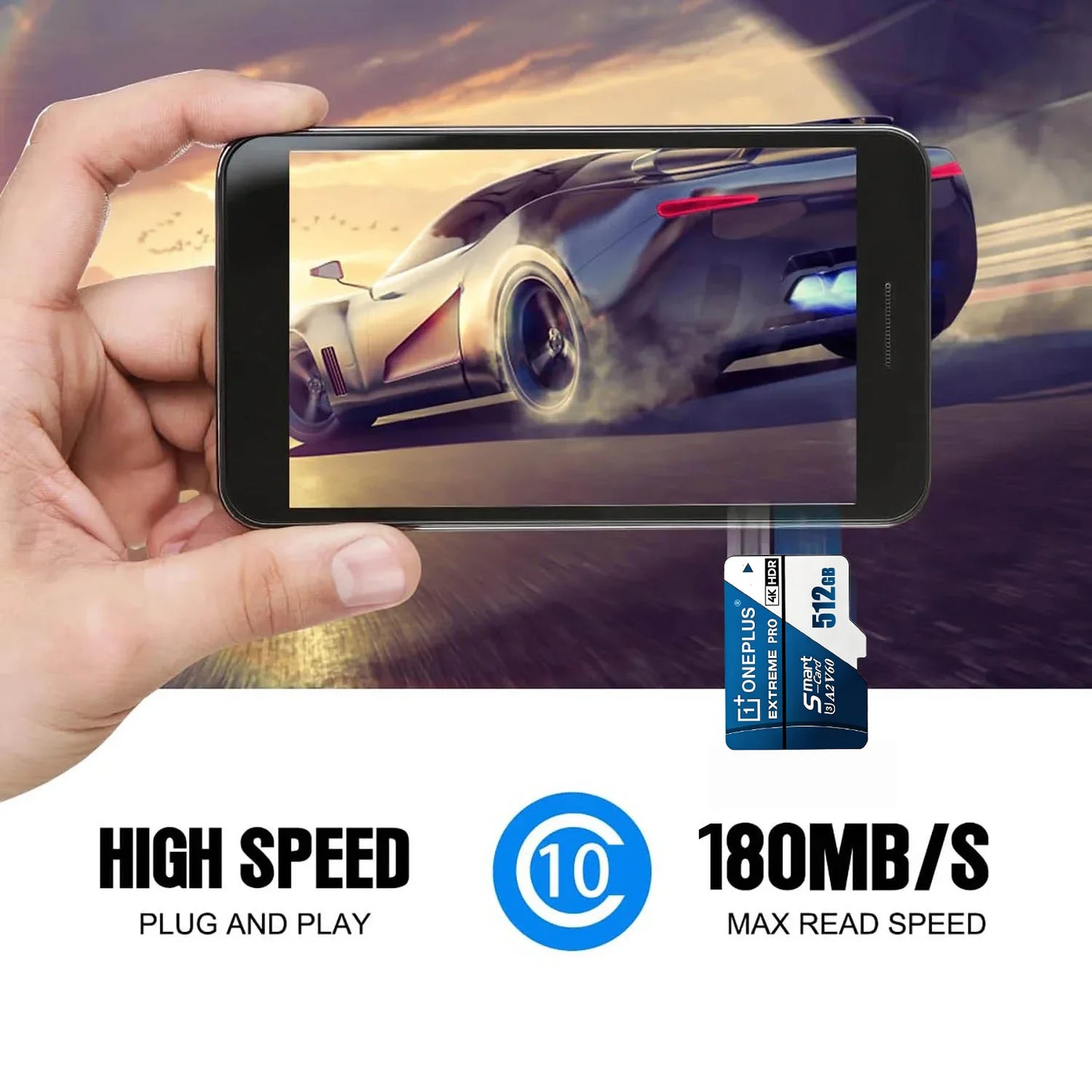 OnePlus 2TB High-Speed V30 A2 U3 4K SD Card 512GB 256GB Memory Card 1TB Micro TF SD Adapter for Smart phone/Tablet/PC Cross-Use