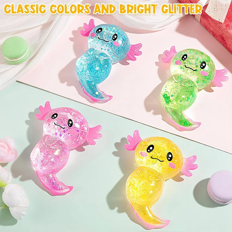 Squishy Maltose Axolotl Fidget Toys Soft Glitter Slow Rebound Anxiety Relief Squeeze Stress Ball ASMR Sensory Anti Stress Toy