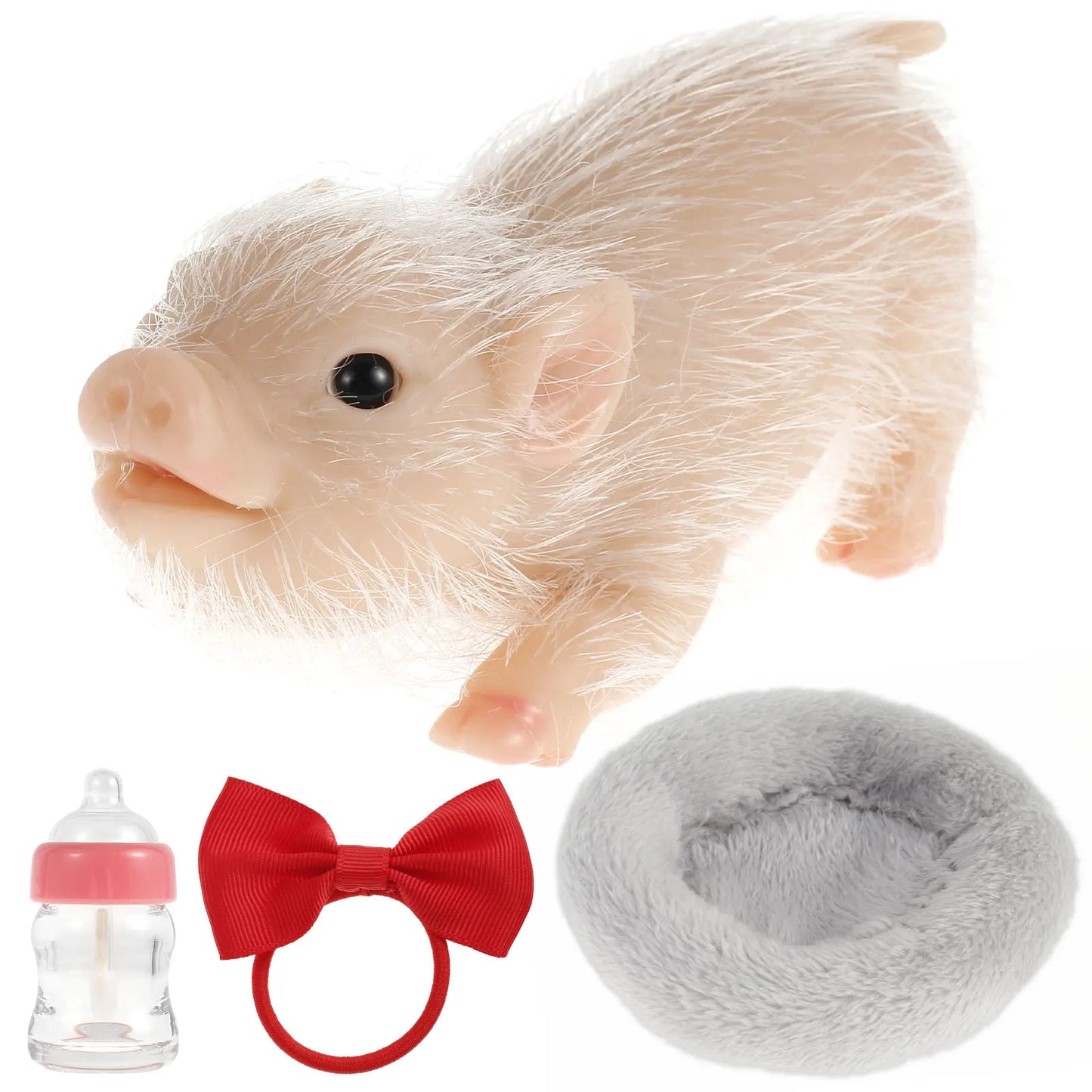 6inch Silicone Pig Doll Toy Cute Miniature Silicone Pig Reborn Realistic Pig Toy Interesting Full Silicone Piglet Doll Toy Set