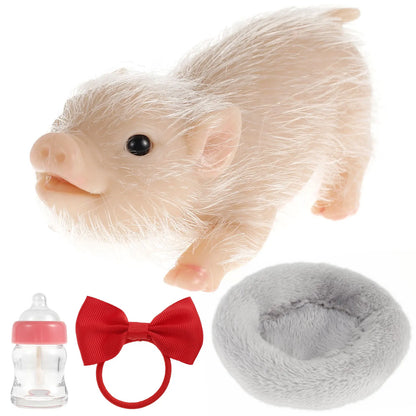 6inch Silicone Pig Doll Toy Cute Miniature Silicone Pig Reborn Realistic Pig Toy Interesting Full Silicone Piglet Doll Toy Set