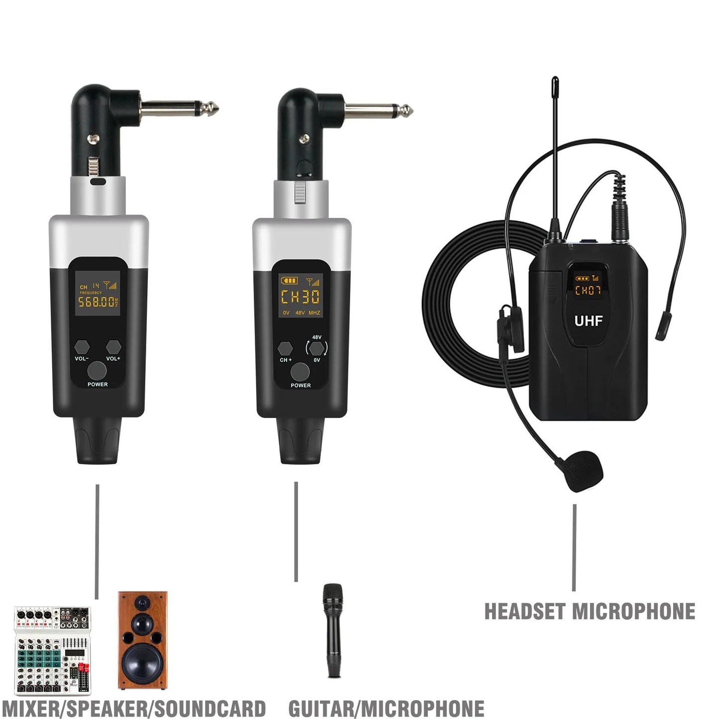Wireless Head Mounted Guitar Microphone for Singing And Transmission Electric Guitar Recording Mic Portable Audio Equipment
