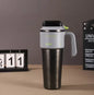 1L 304 Stainless Steel Vacuum Insulated Water Bottle One Touch Flip Lid Thermos Mug with Straw Handle for Car Travel Home Daily