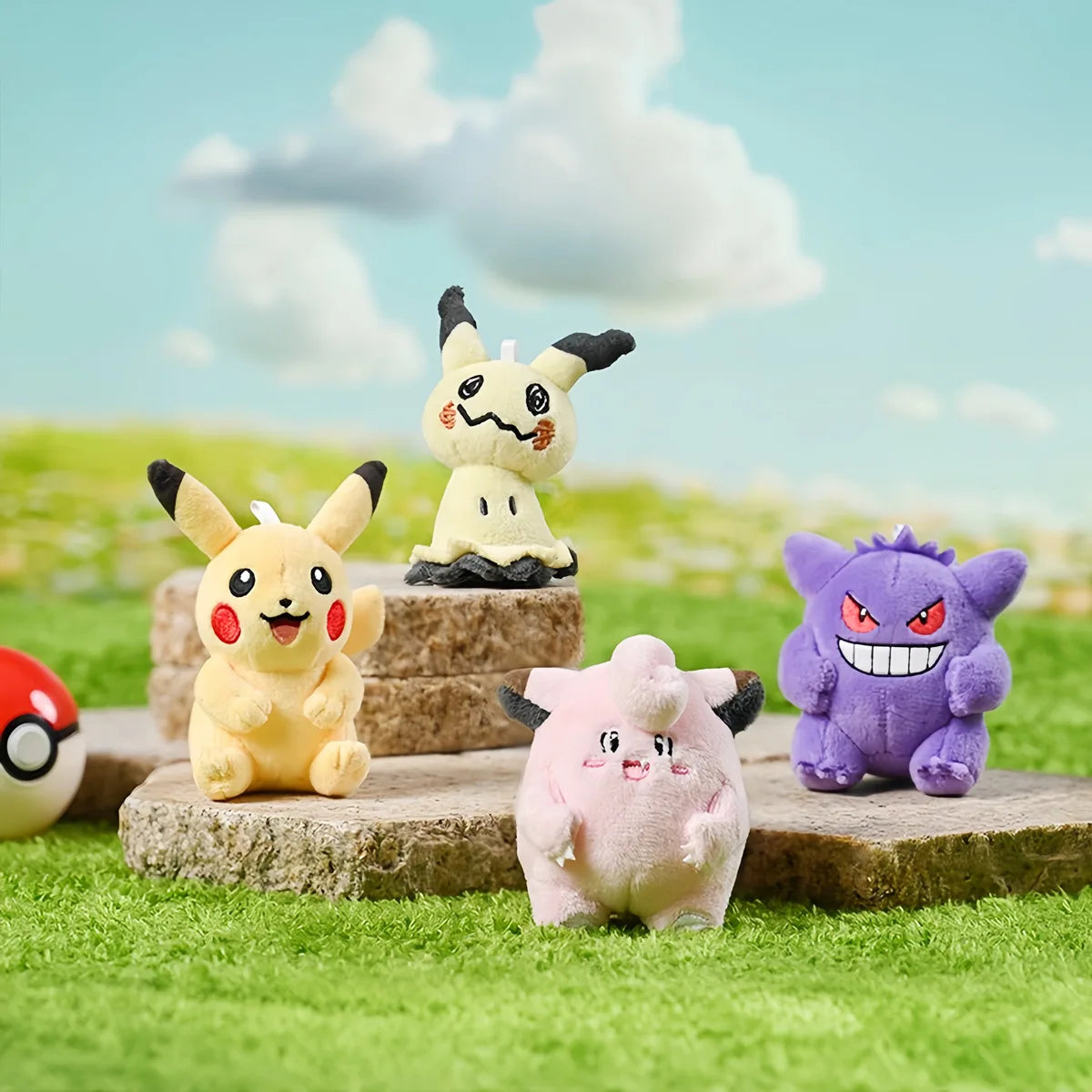 Pokemon Plush Keychain Anime Jigglypuff Gengar Sprigatito Urchin Mimikyu Sylveon Mew Umbreon Rowlet Stuffed Plushies Toys Gifts
