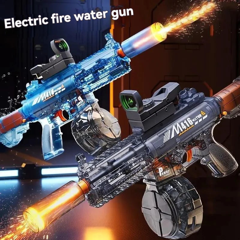 2026 new firelight M416 electric water gun children's toy water spray continuous strong range long-range water fight toy
