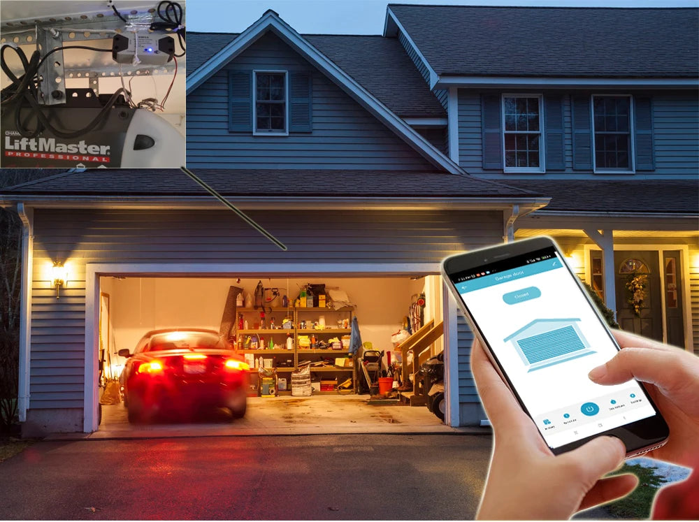 Wofea WiFi Smart Garage Door Opener Controller DC12 DC24V Wrok with Alexa and Google Home 2.4G APP NO Need Gateway