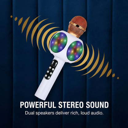 Magic Voice Karaoke Microphone, Wireless Bluetooth Speaker with 4 Voice Changer, Colorful LED Lights, HIFI Sound, for Party Gift