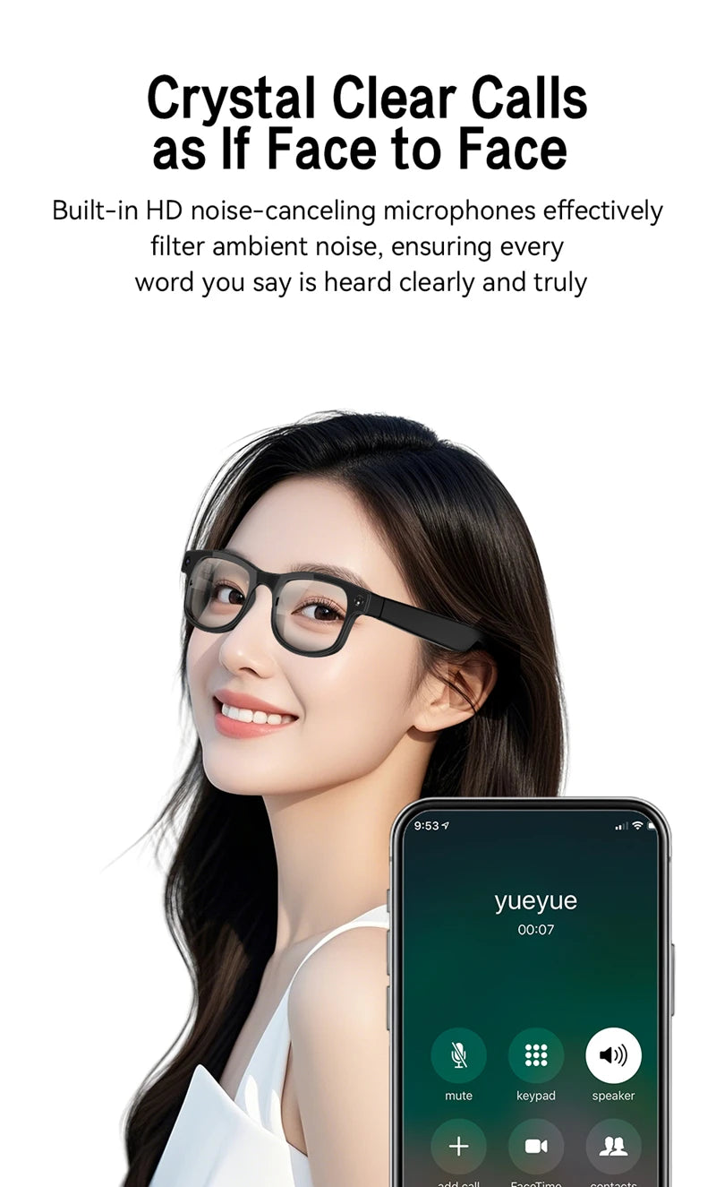 4K HD 800W Pixel Camera Smart Glasses Video Recording AI Photo Recognition Bluetooth Call Voice Translation Sunglasses