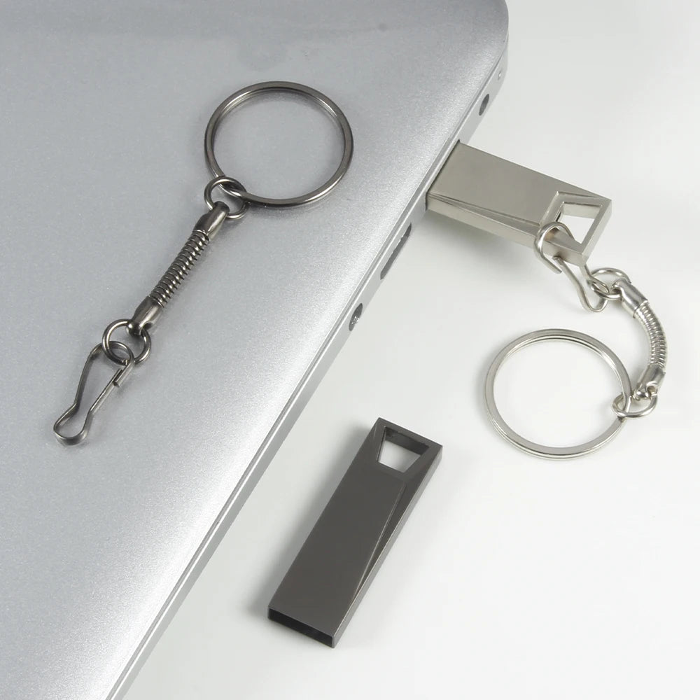 JASTER Metal USB Flash Drive 128GB Business Gift Memory Stick 64GB Free Key Chain Pen Drive 32GB Silver Flash Disk 16GB 8GB 4GB