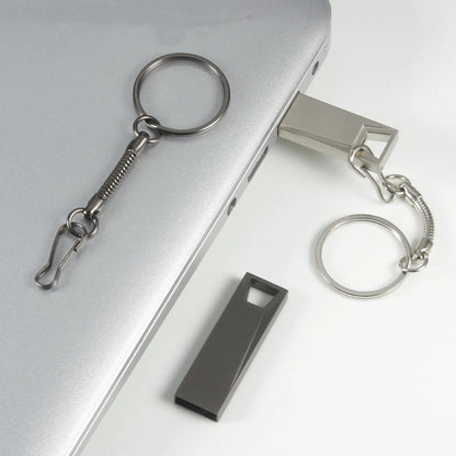 JASTER Metal USB Flash Drive 128GB Business Gift Memory Stick 64GB Free Key Chain Pen Drive 32GB Silver Flash Disk 16GB 8GB 4GB