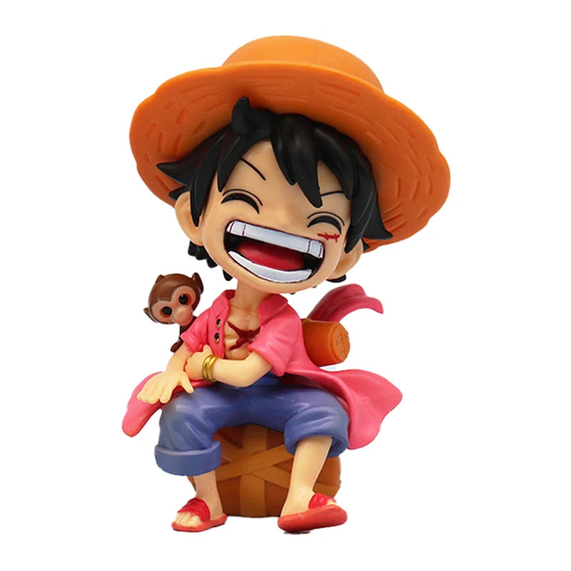 Anime peripheral series new ONE PIECE Luffy Solon Sanji Q-version sitting posture model figurine toy for children birthday gifts